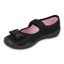 Ballerinas pour enfants de Befado 114x240 avec un arc dans les paillettes le noir 1