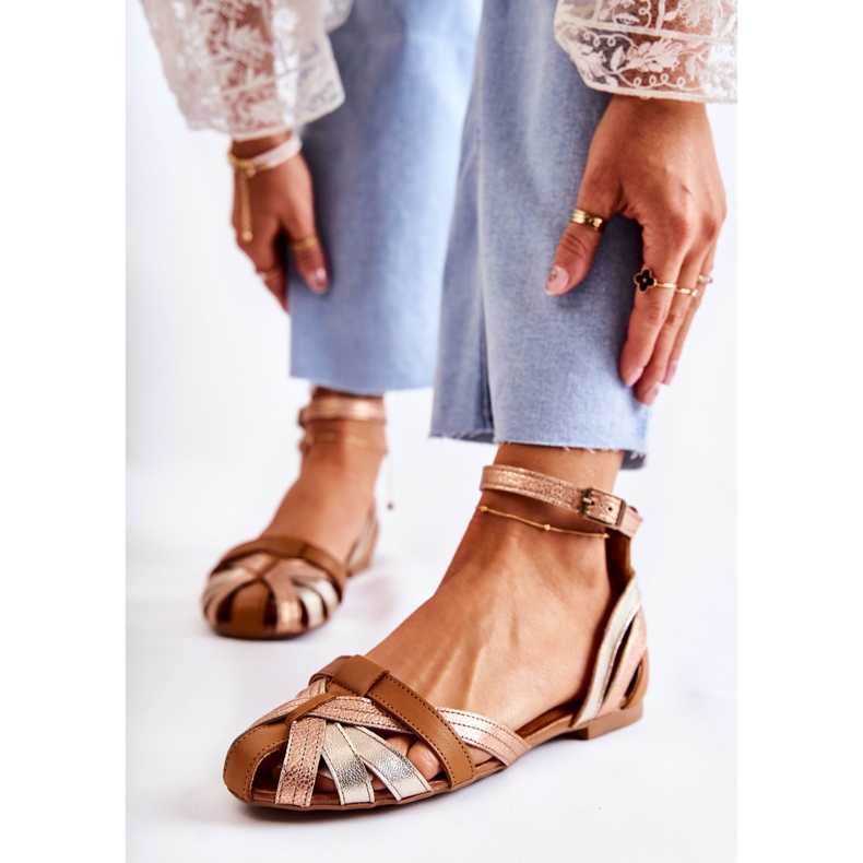 Sandales Cuir Femme Maciejka 01924-32 Or-Marron brun 2