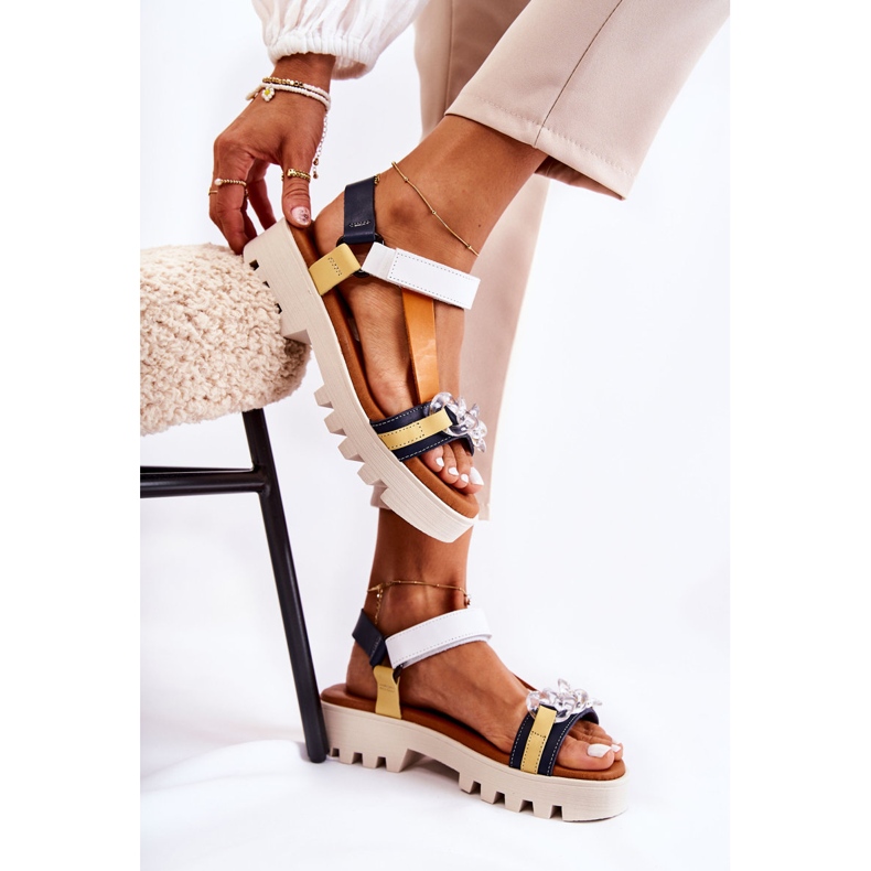 Sandales Cuir Avec Velcro Maciejka L5009-02 Bleu Marine-Blanc blanche 2 Sandales Cuir Avec Velcro Maciejka L5009-02 Bleu Marine-Blanc blanche 2