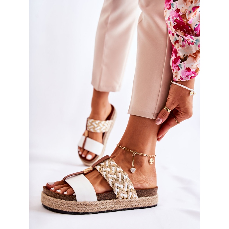 FB1 Pantoufles pour femmes avec cuir écologique Simon's Blanc beige 1