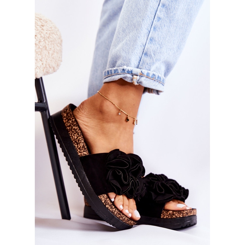 PS1 Chaussons Femme En Daim Avec Ornement Nemis Noir 1