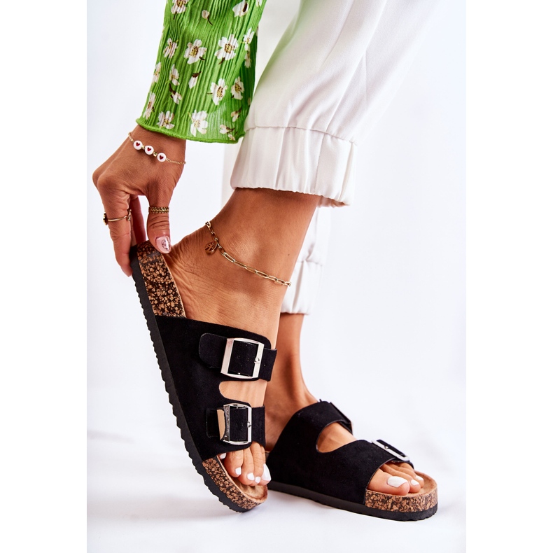 FB1 Chaussons à enfiler noirs pour femme Misandei 1