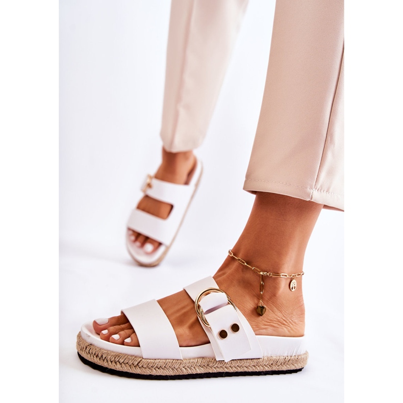 FB1 Pantoufles Penelope blanches à la mode pour femmes 2