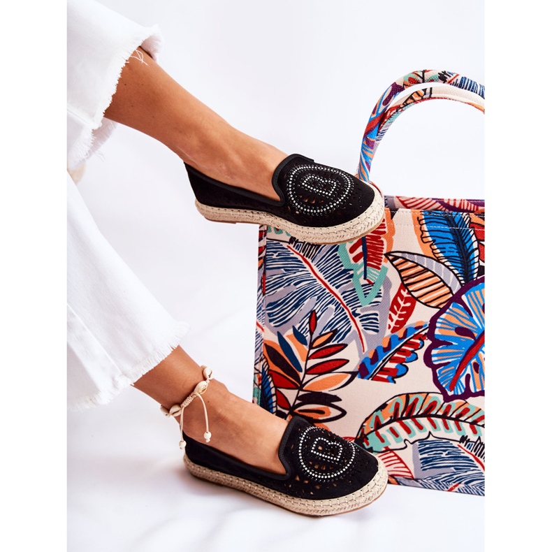 S.Barski Espadrilles Meredith noires à enfiler ajourées pour femmes le noir 2