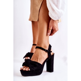 Sandales en Daim pour Femme avec Nœud Noir Reina 1