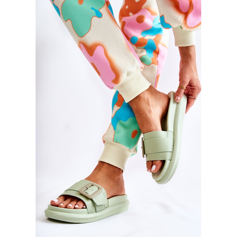 Chaussons Femme Verts À Boucle Devia 1