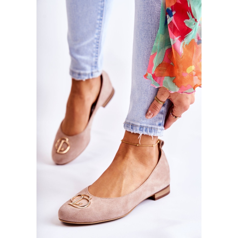 Ballerines Femme En Daim Avec Décoration Nicole 2746 Beige 1