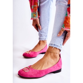 Ballerines en daim pour femmes avec décoration Nicole 2746 Fuchsia rose 6