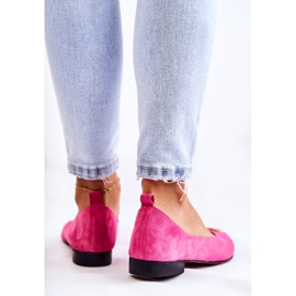 Ballerines en daim pour femmes avec décoration Nicole 2746 Fuchsia rose 3
