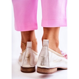 Ballerines pour femmes en cuir avec cristaux Nicole 2749 blanc 2