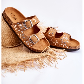 PG1 Chaussons Dalvio en daim marron avec strass brun 4