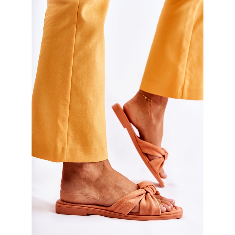 Pantoufles Lorrie en daim orange à la mode pour femmes 2