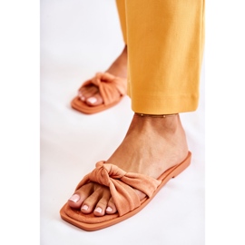 Pantoufles Lorrie en daim orange à la mode pour femmes 1