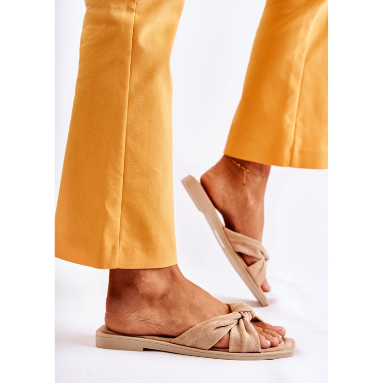 PG1 Pantoufles Lorrie en daim beige à la mode pour femmes 2