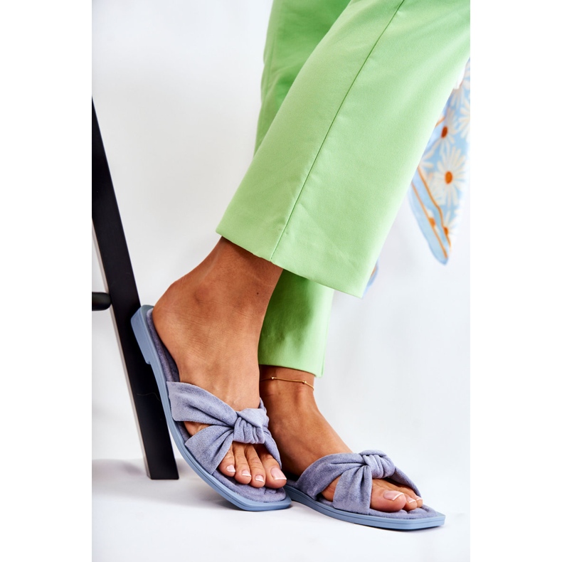 PG1 Chaussons en daim à la mode pour femmes Bleu Lorrie 2