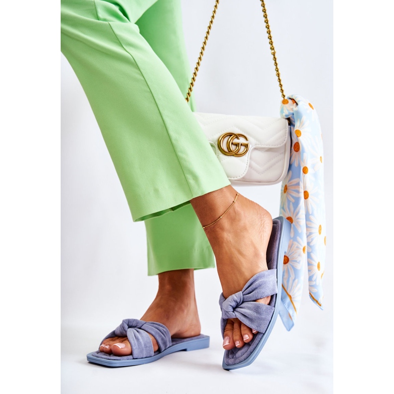 PG1 Chaussons en daim à la mode pour femmes Bleu Lorrie 1