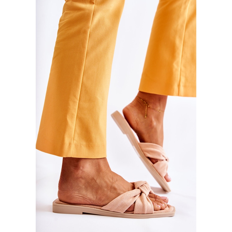 PG1 Pantoufles Lorrie nude en daim à la mode pour femmes beige rose 2