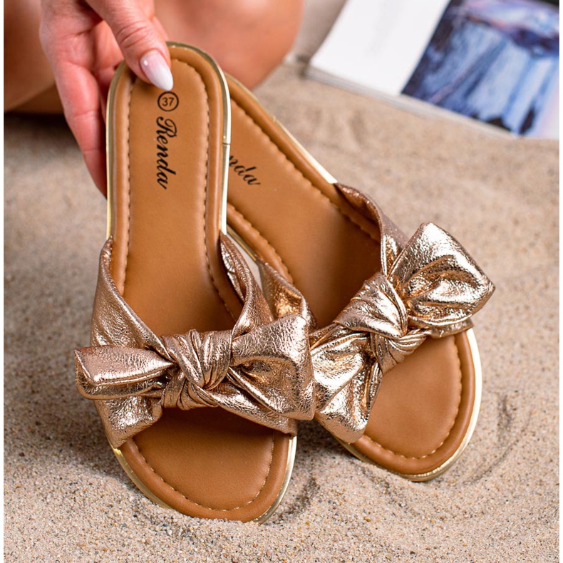 SHELOVET Babouches dorées d'or 2