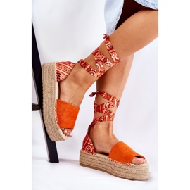 FB2 Sandales compensées en daim orange Livia 2