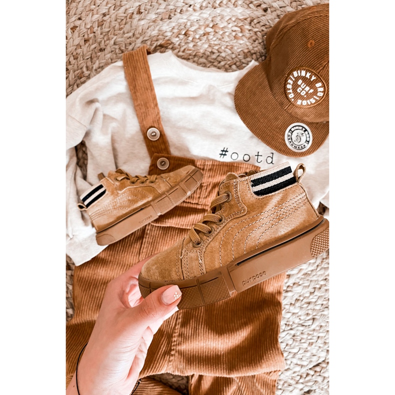 PA1 Baskets Montantes Enfant Zippées Boone Camel jaune chameau 1