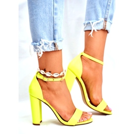 ADY Sandales à Talon Femme Jaune Néon Anastasie 1