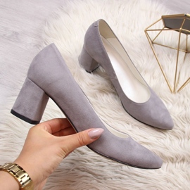 Escarpins sur le pilier, daim Juma gris 4