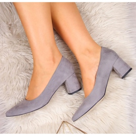Escarpins sur le pilier, daim Juma gris 2