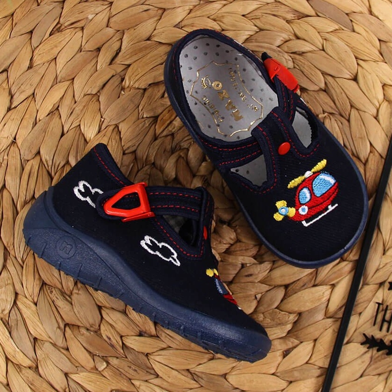 Chaussons de maison garçon pour maternelle bleu marine Nazo 2