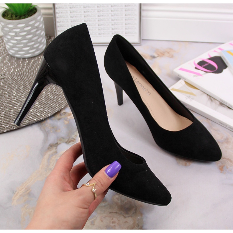 Escarpins stiletto daim noir Sergio Leone 1