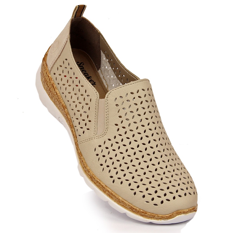 Chaussures femme cuir beige ajouré Rieker N4251-60 1 Chaussures femme cuir beige ajouré Rieker N4251-60 1