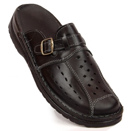 Chaussons EKO cuir noir ajouré homme le noir 1 Chaussons EKO cuir noir ajouré homme le noir 1