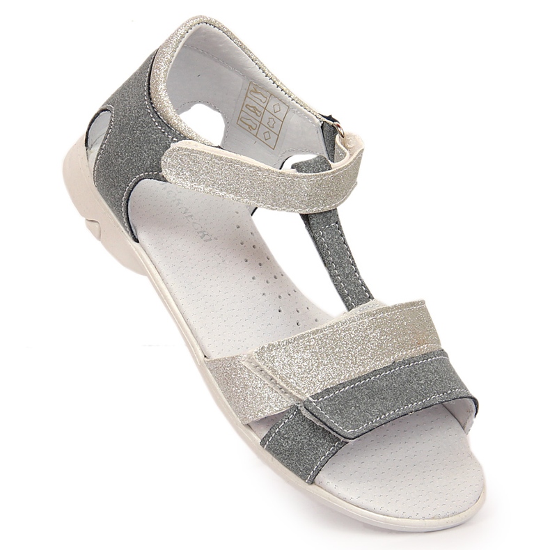 Sandales pour filles avec velcro argent Kornecki 6323 gris 1 Sandales pour filles avec velcro argent Kornecki 6323 gris 1