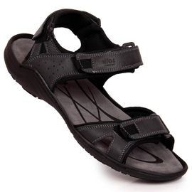 Sandales en cuir pour hommes avec velcro graphite Helios 854 multicolore 1