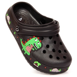 Chaussons American Club Cokes noirs avec un dinosaure 1