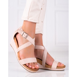 SHELOVET Sandales compensées rose 1