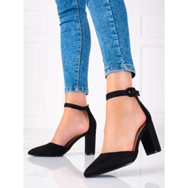 SHELOVET Escarpins en daim sur un pilier le noir 2