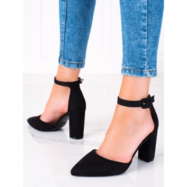 SHELOVET Escarpins en daim sur un pilier le noir 1