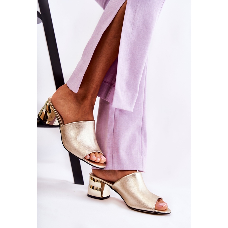 PA2 Chaussons Femme Cuir à Talons Hauts Golden Perry doré 2