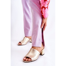 PA2 Chaussons Femme Cuir à Talons Hauts Golden Perry d'or 1