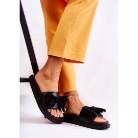 PJ1 Chaussons Classiques En Cuir Pour Femme Avec Un Nœud Noir Dessy le noir 1