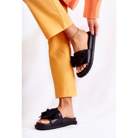PJ1 Chaussons Classiques En Cuir Pour Femme Avec Un Nœud Noir Dessy le noir 2