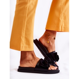 PJ1 Chaussons Classiques En Cuir Pour Femme Avec Un Nœud Noir Dessy le noir 3