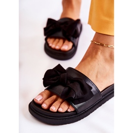 PJ1 Chaussons Classiques En Cuir Pour Femme Avec Un Nœud Noir Dessy le noir 4