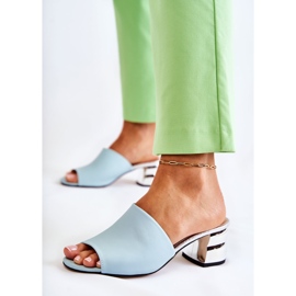 PA2 Chaussons en cuir pour femme à talon Blue Perry bleu 2