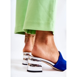 PA2 Chaussons à Talon en Daim pour Femme Bleu Marine Perry argent 2