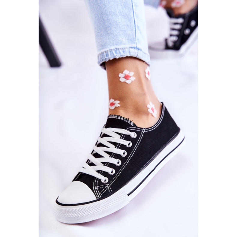 PJ1 Baskets classiques pour femmes Tied Black Be Mine noir 1