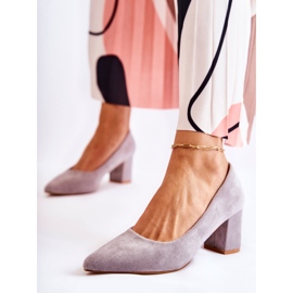 PS1 Escarpins classiques en daim sur un talon gris Lency 1