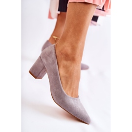 PS1 Escarpins classiques en daim sur un talon gris Lency 6