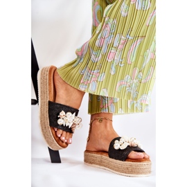 PS1 Chaussons Femme Sur La Plateforme Avec Coquillages Noir Tolia 1