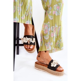 PS1 Chaussons Femme Sur La Plateforme Avec Coquillages Noir Tolia 2